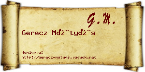 Gerecz Mátyás névjegykártya